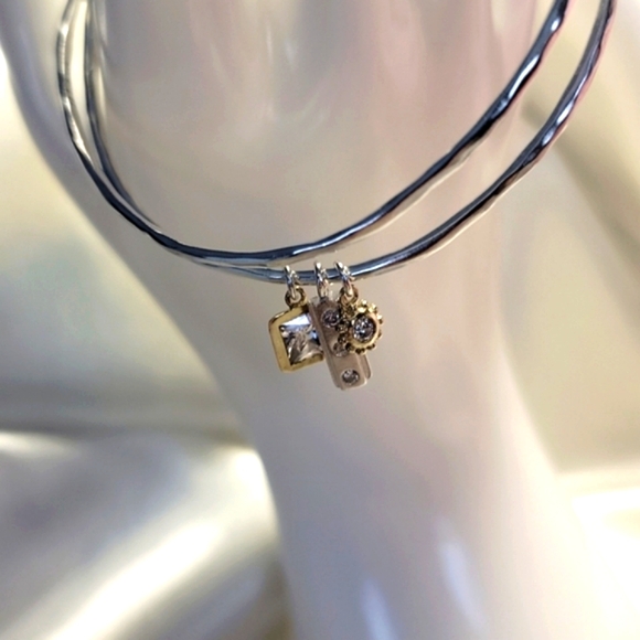 SILPADA In The Mix Charm Bangle Bracelet Sterling Silver & Brass B3079 - Picture 6 of 7